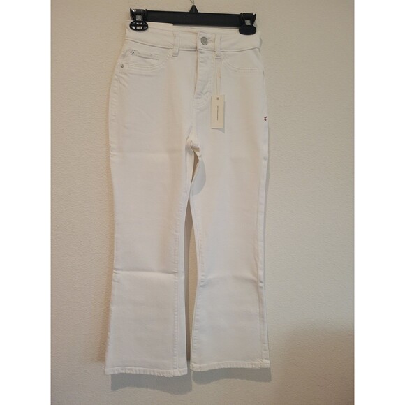 NWT Warp + Weft Crop Bootcut Jean Denim  White Women Size 0/25 Stretchy - Picture 2 of 12